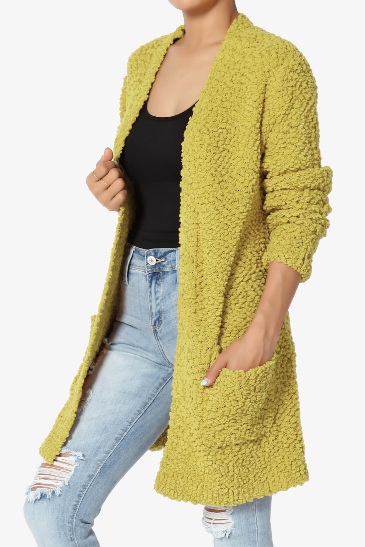 Barry Soft Popcorn Knit Sweater Cardigan GOLDEN WASABI_3