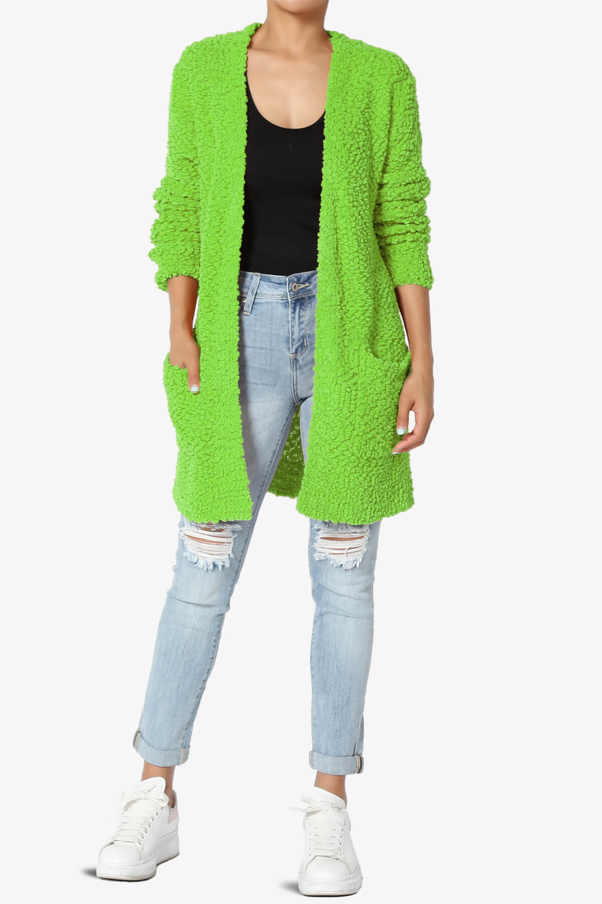 Barry Soft Popcorn Knit Sweater Cardigan GREEN_6