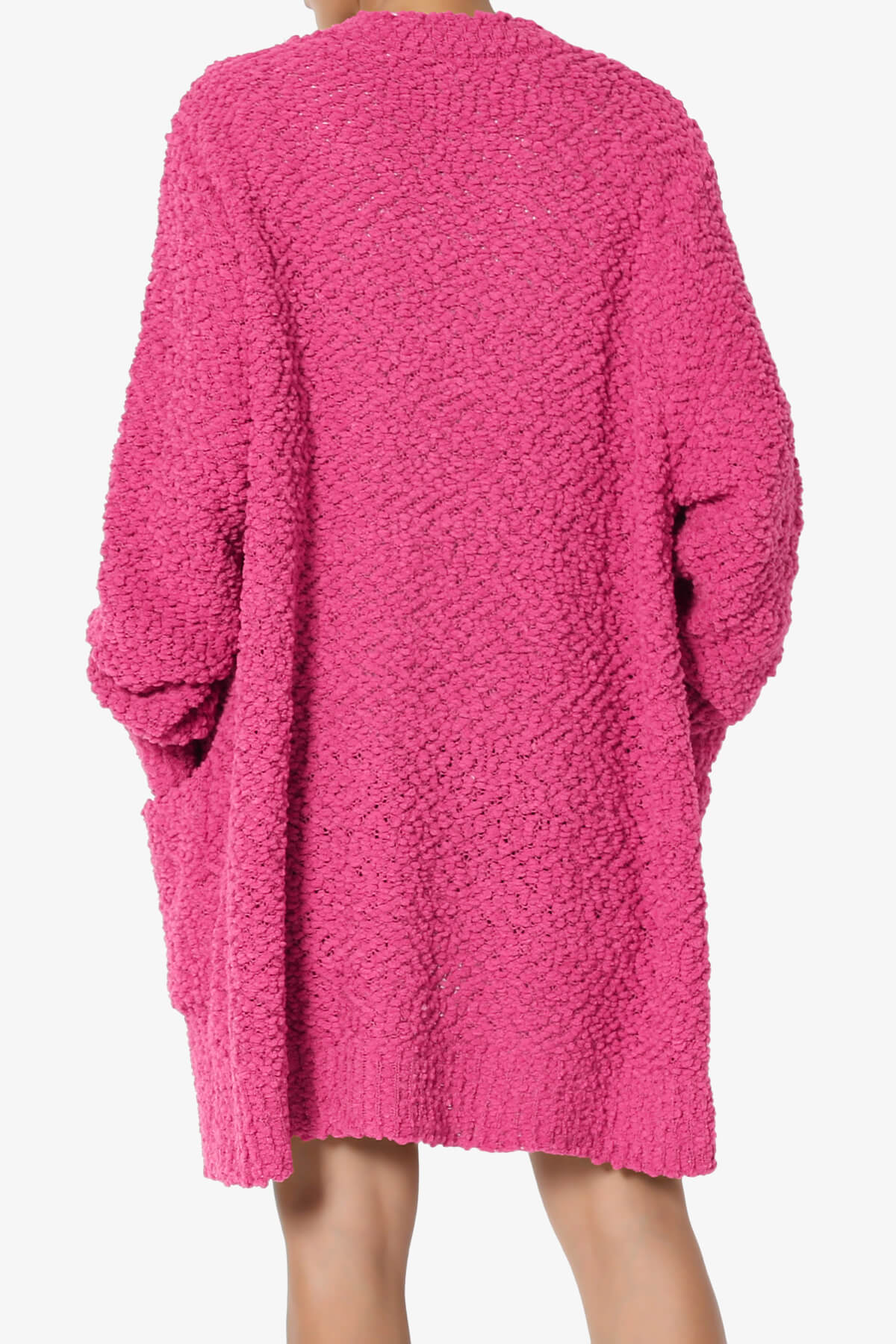 Barry Soft Popcorn Knit Sweater Cardigan HOT PINK_2