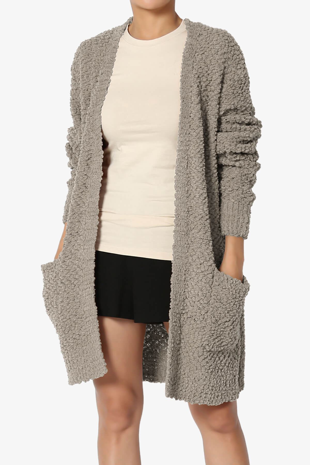 Barry Soft Popcorn Knit Sweater Cardigan LIGHT MOCHA_1