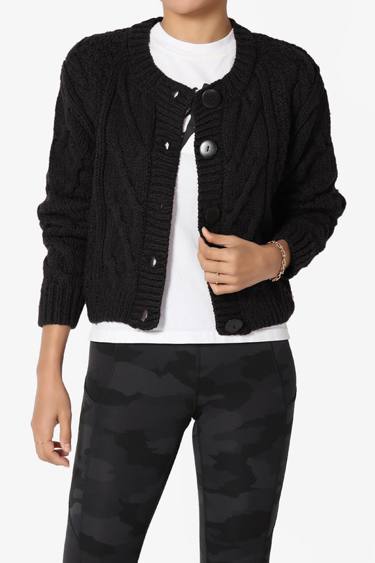 Spain Cropped Cable Knit Sweater Cardigan