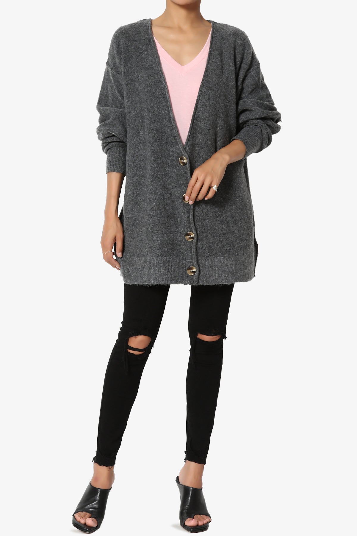 Taryn Loose Melange Knit Cardigan