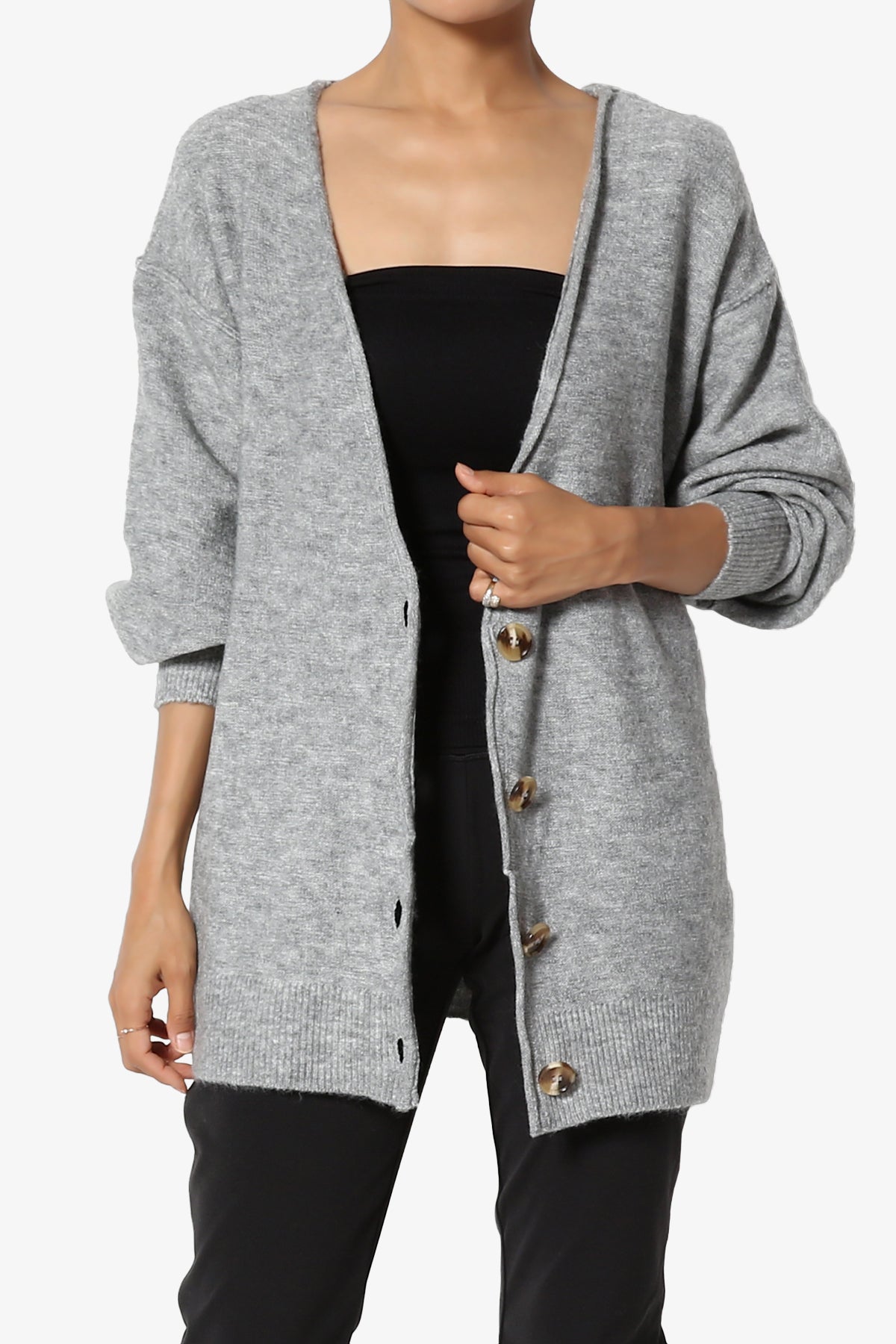 Taryn Loose Melange Knit Cardigan PLUS