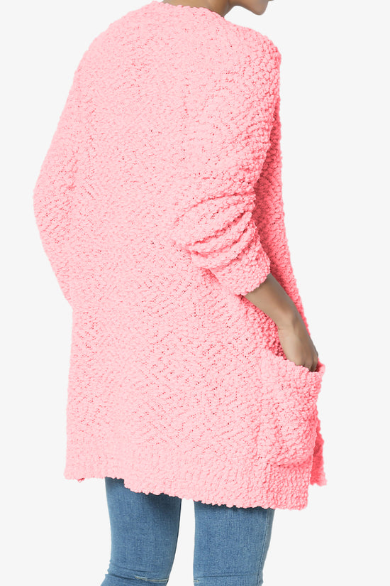 Barry Button Teddy Knit Sweater Cardigan BRIGHT PINK_4