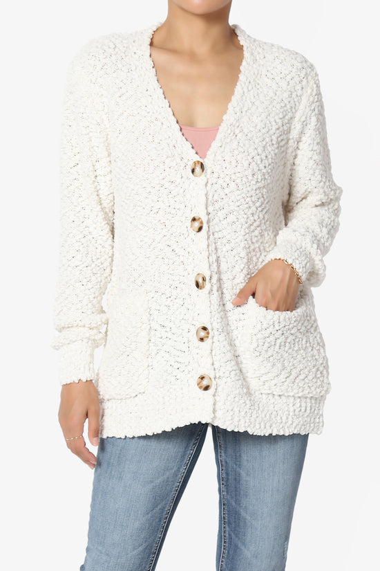 Barry Button Teddy Knit Sweater Cardigan CREAM_1