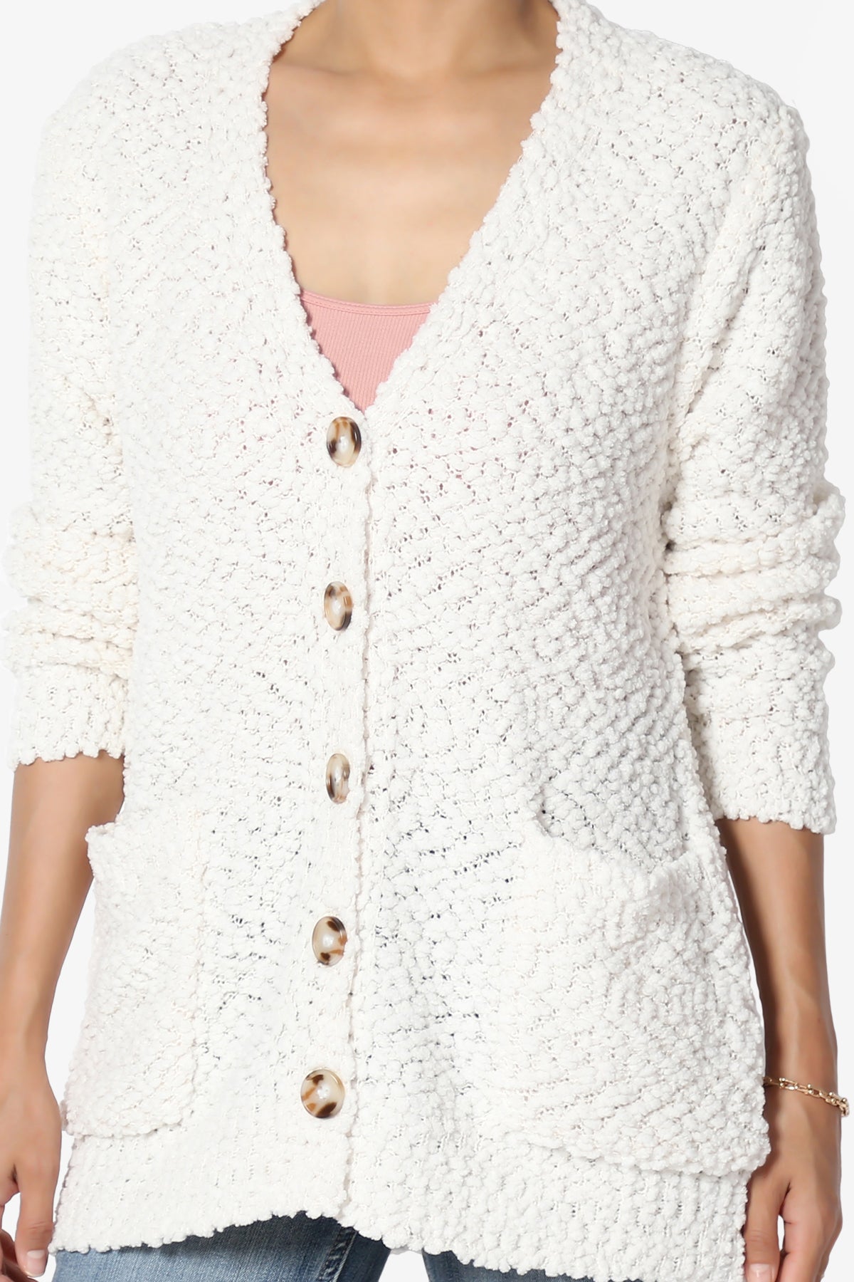 Barry Button Teddy Knit Sweater Cardigan CREAM_5