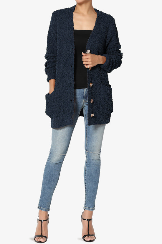 Barry Button Teddy Knit Sweater Cardigan DARK NAVY_6