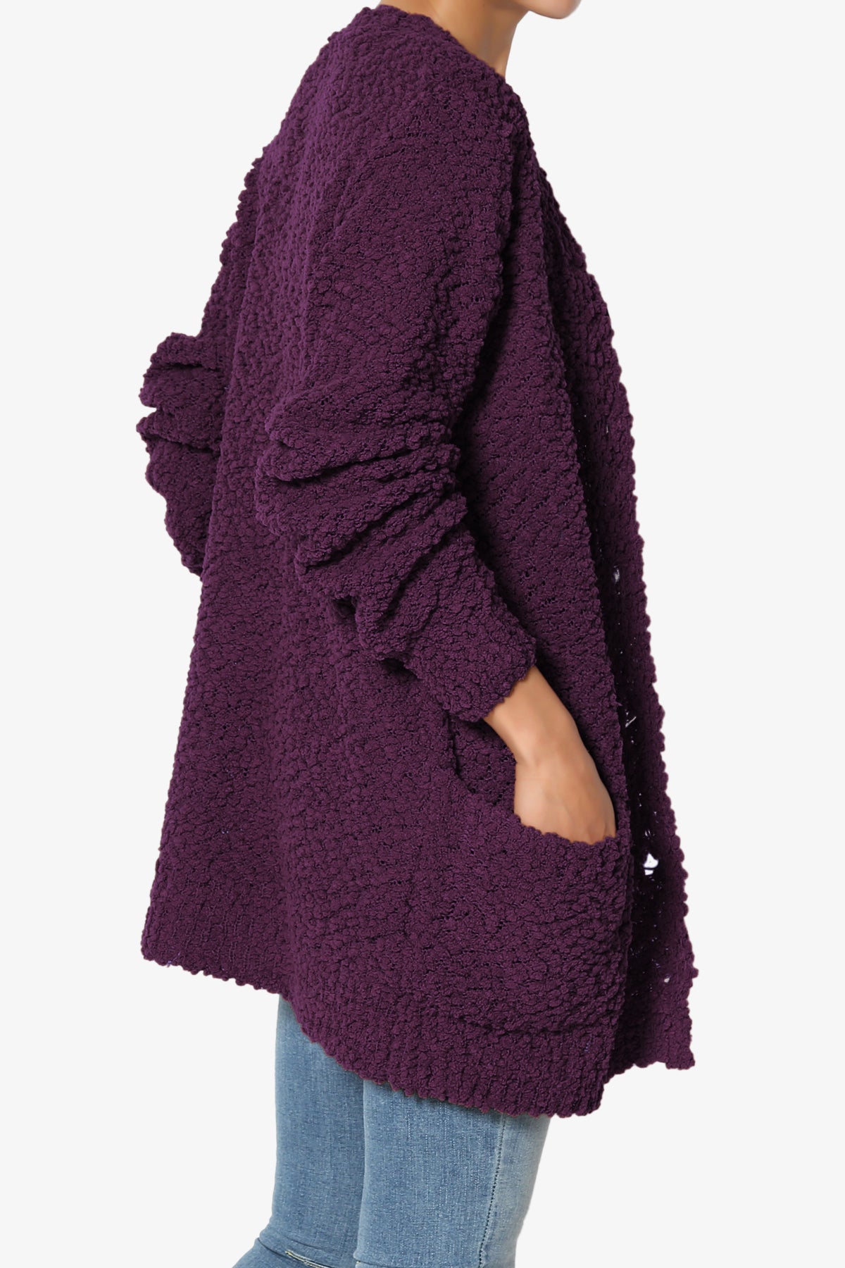 Barry Button Teddy Knit Sweater Cardigan DARK PLUM_4