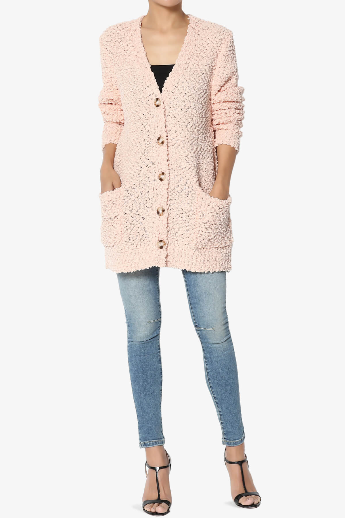 Barry Button Teddy Knit Sweater Cardigan DUSTY BLUSH_6