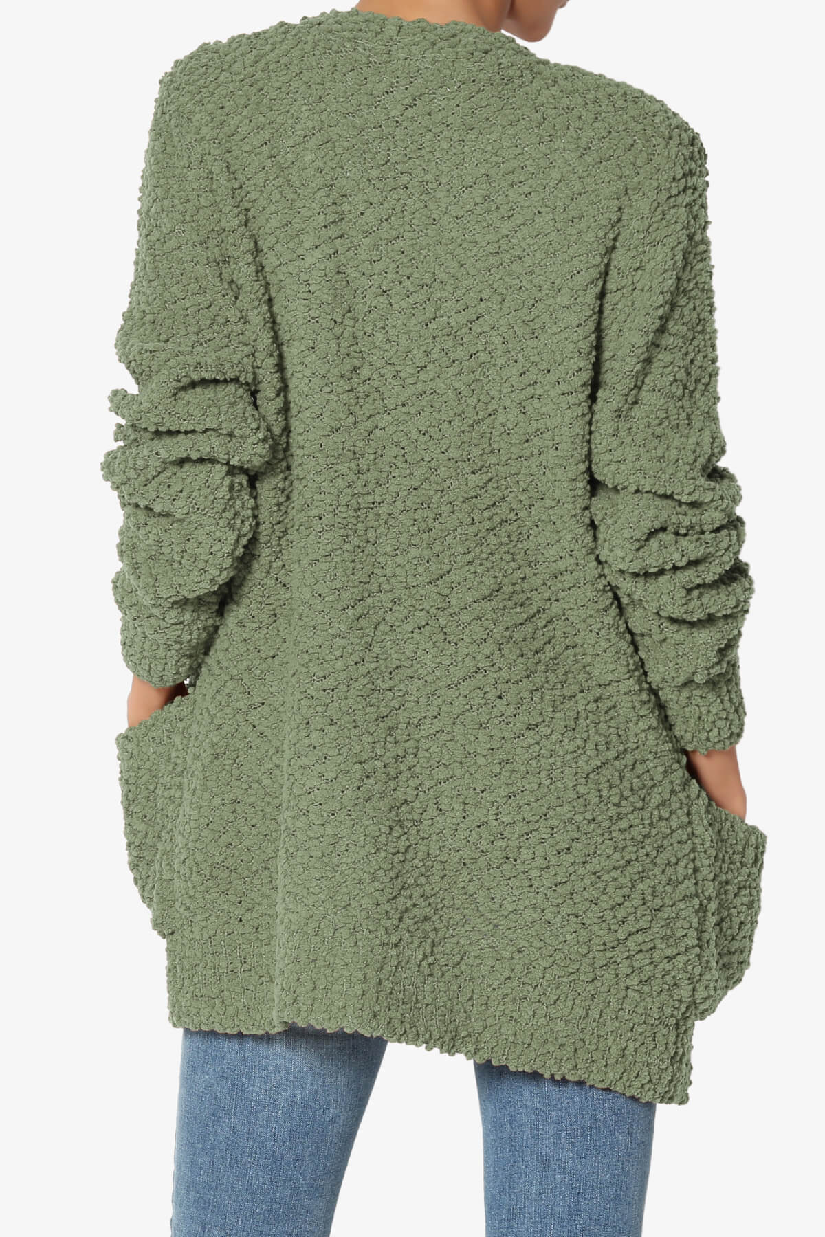 Barry Button Teddy Knit Sweater Cardigan DUSTY OLIVE_2