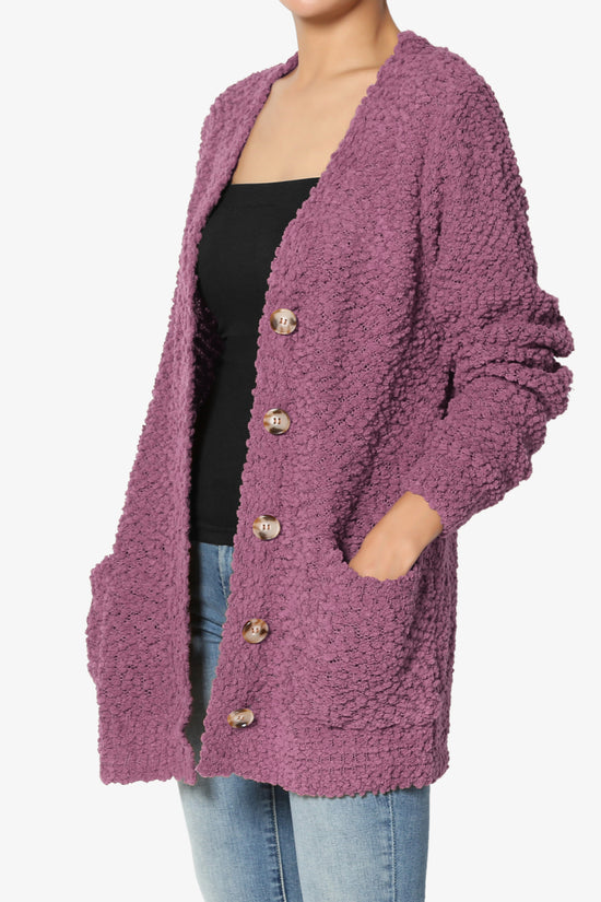 Barry Button Teddy Knit Sweater Cardigan DUSTY PLUM_3