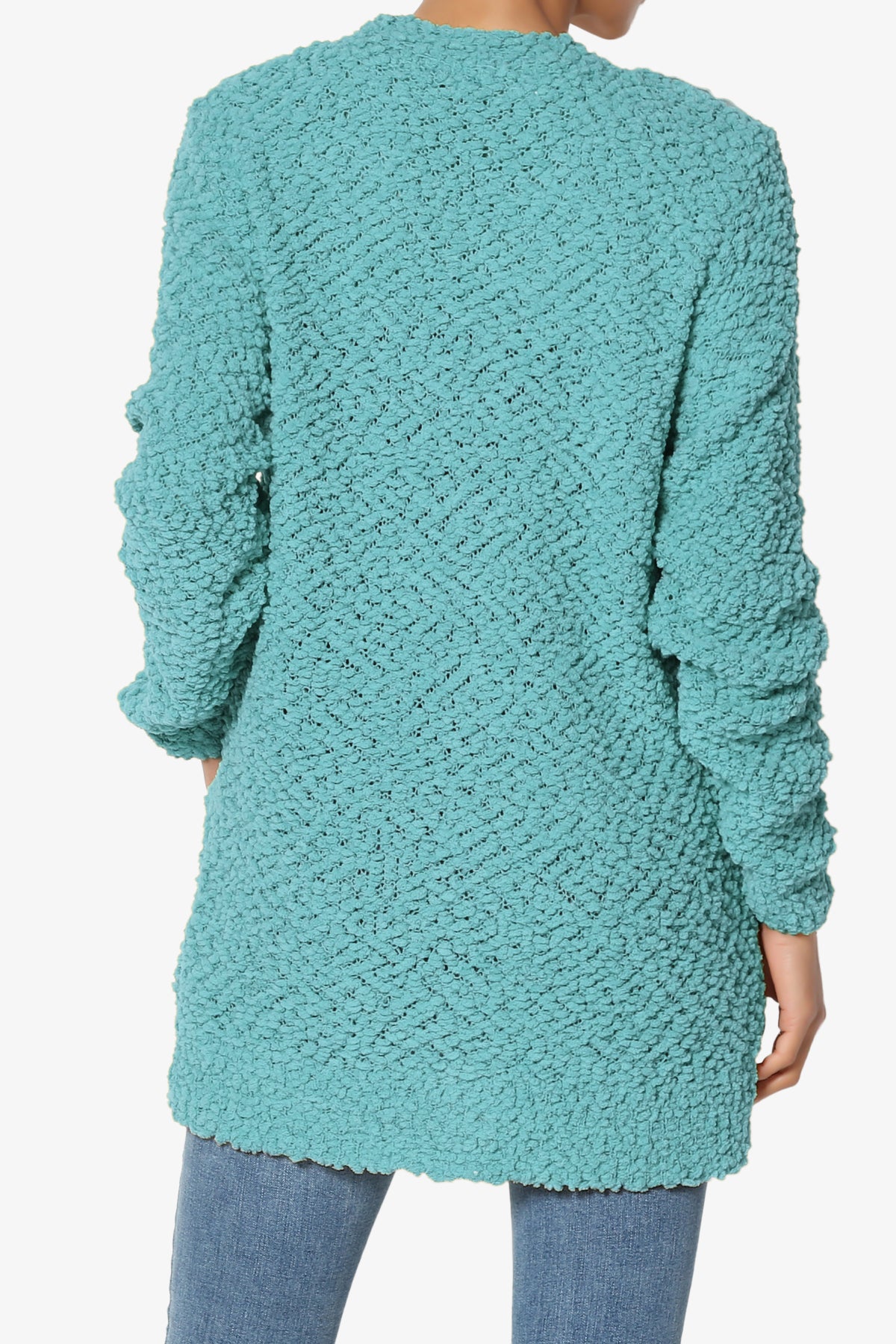 Barry Button Teddy Knit Sweater Cardigan DUSTY TEAL_2