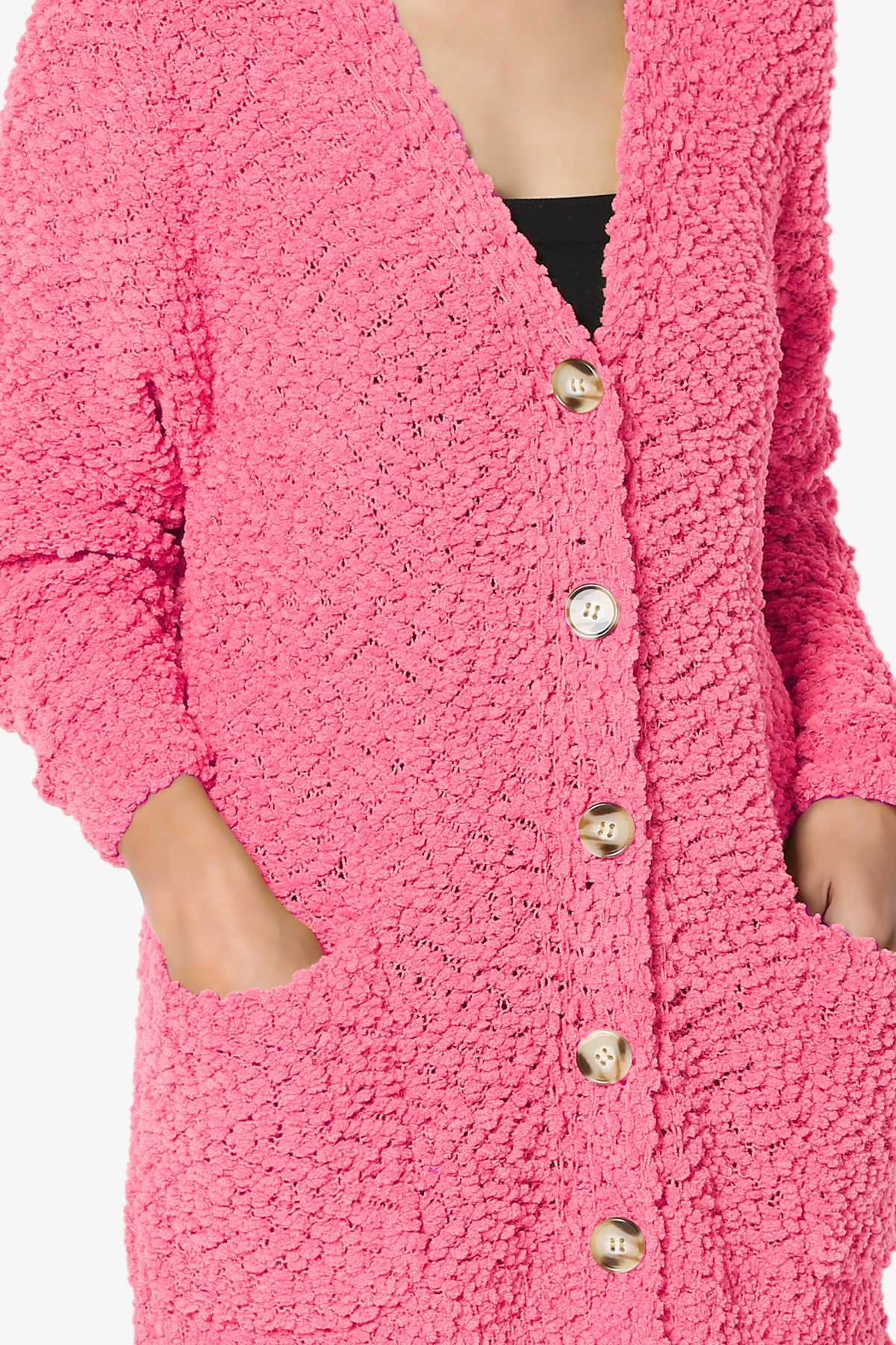 Barry Button Teddy Knit Sweater Cardigan FUCHSIA_5
