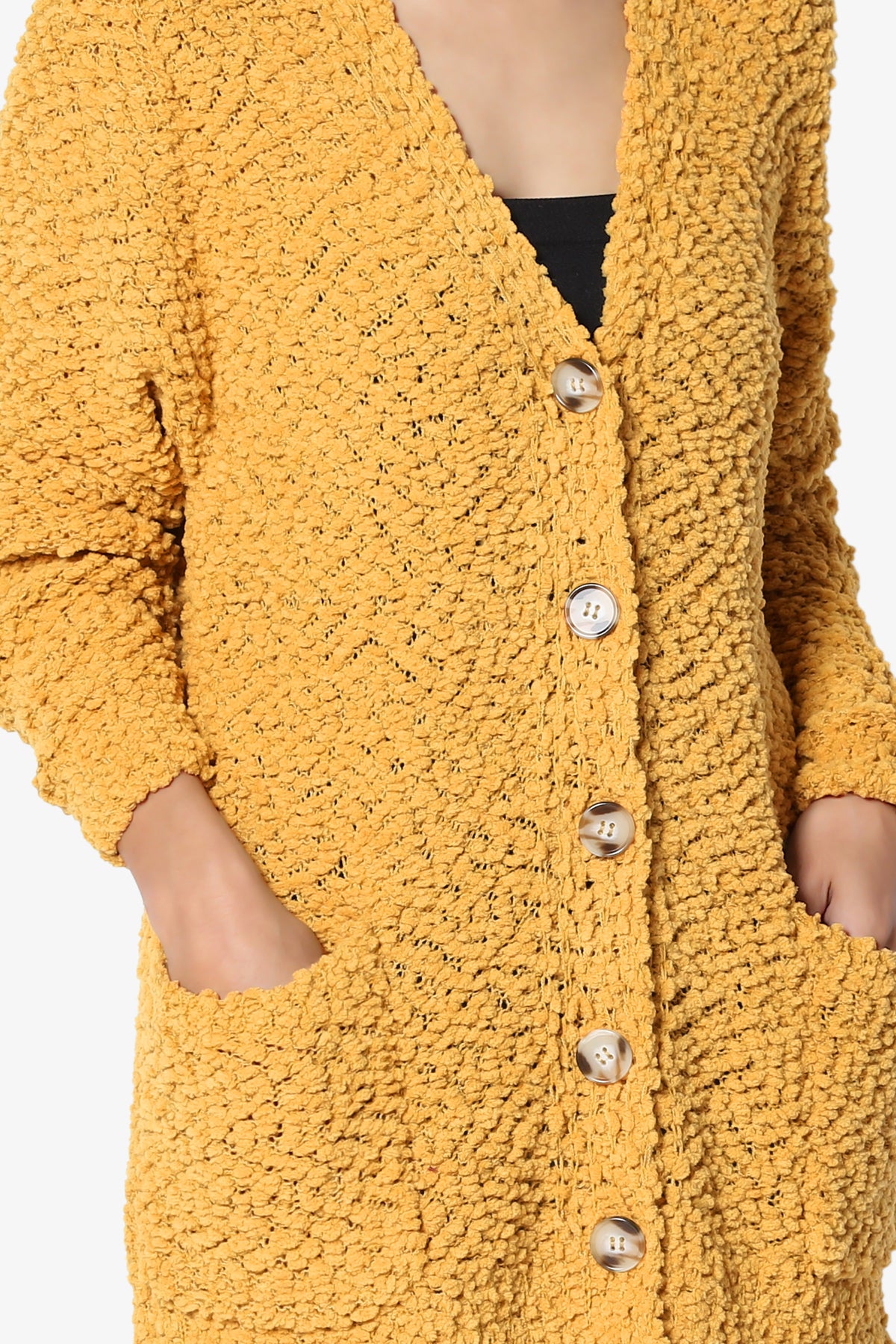 Barry Button Teddy Knit Sweater Cardigan GOLDEN MUSTARD_5