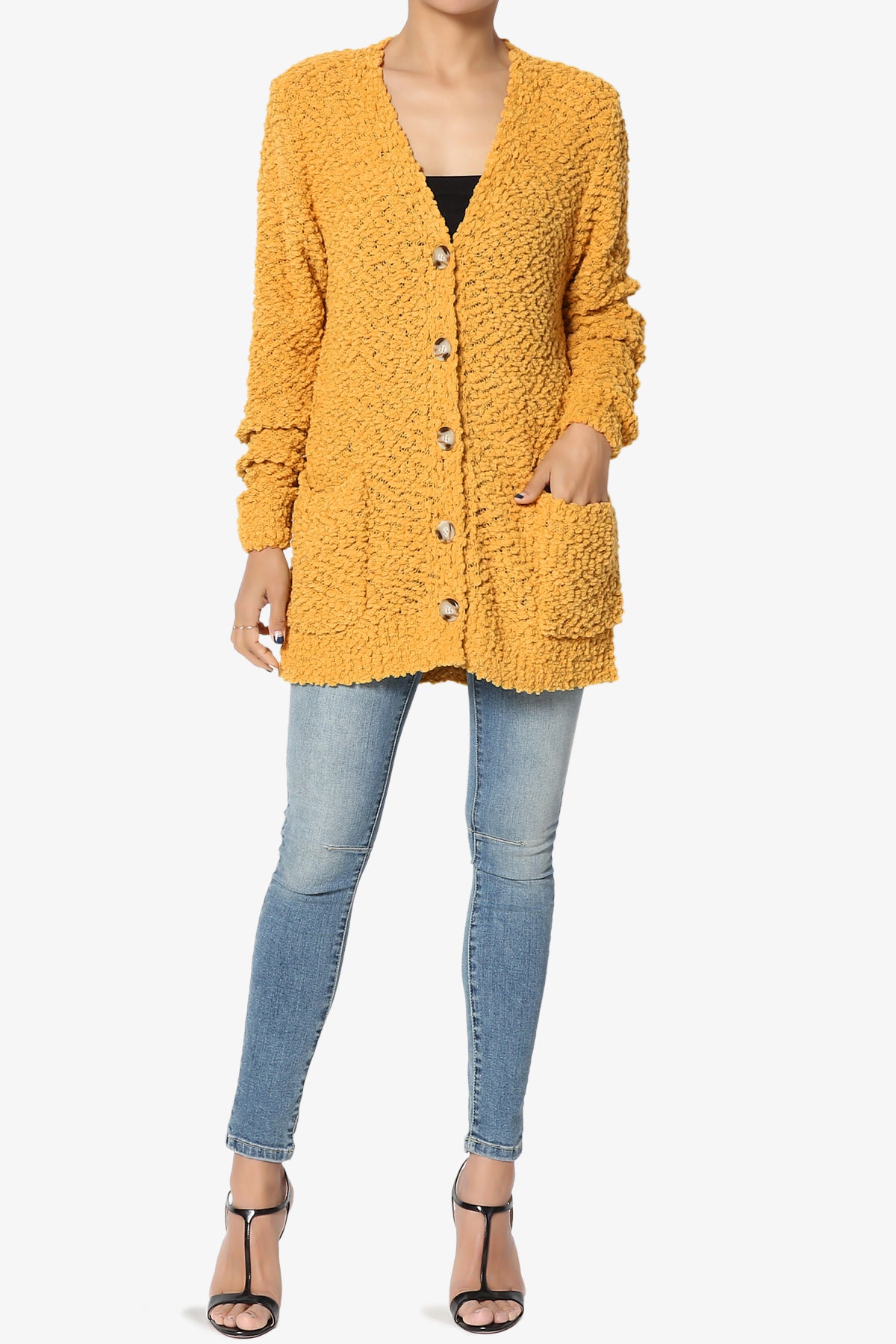 Barry Button Teddy Knit Sweater Cardigan GOLDEN MUSTARD_6