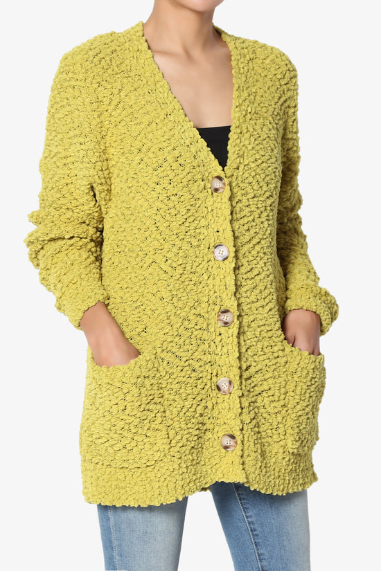 Barry Button Teddy Knit Sweater Cardigan GOLDEN WASABI_3