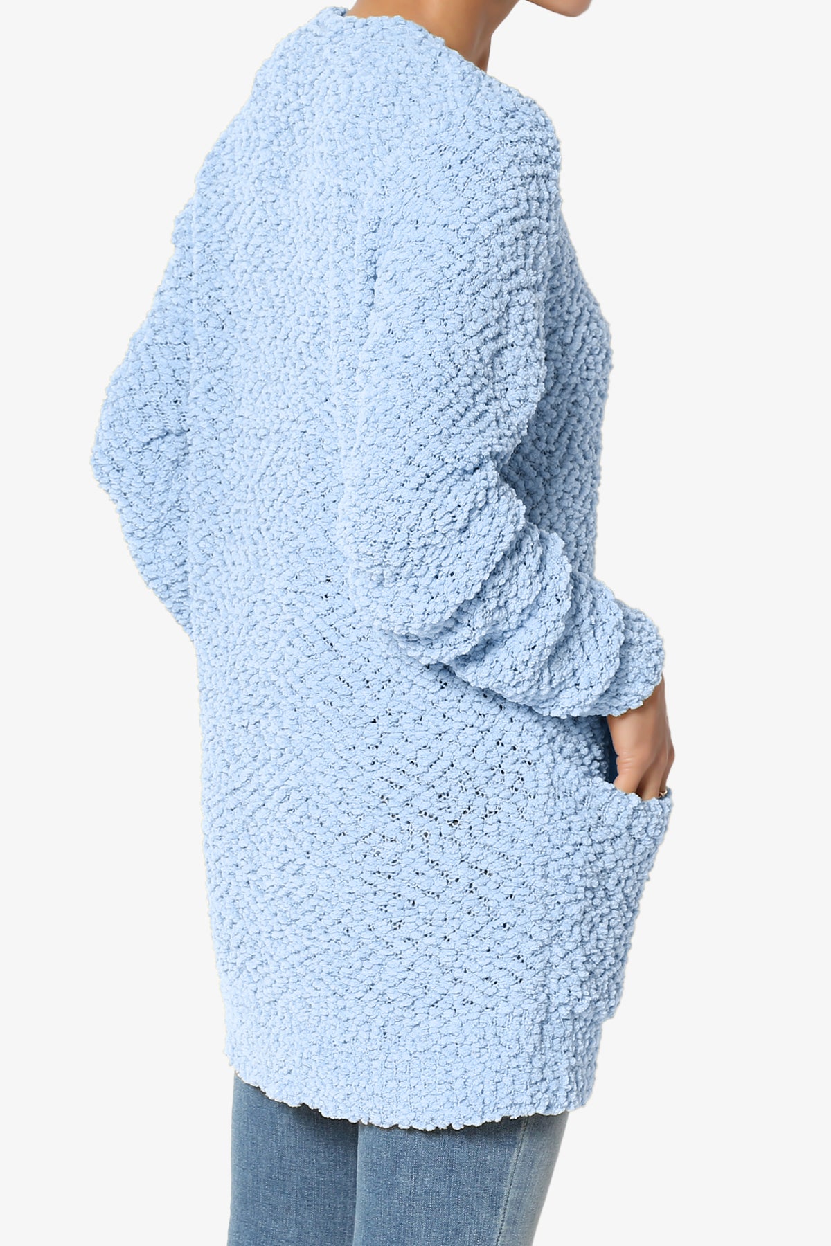 Barry Button Teddy Knit Sweater Cardigan LIGHT BLUE_4