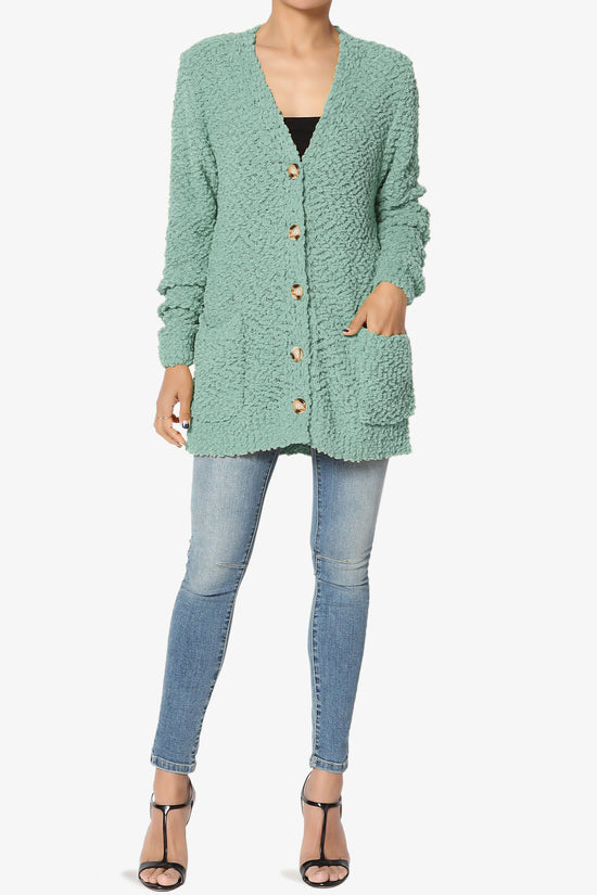 Barry Button Teddy Knit Sweater Cardigan LIGHT GREEN_6