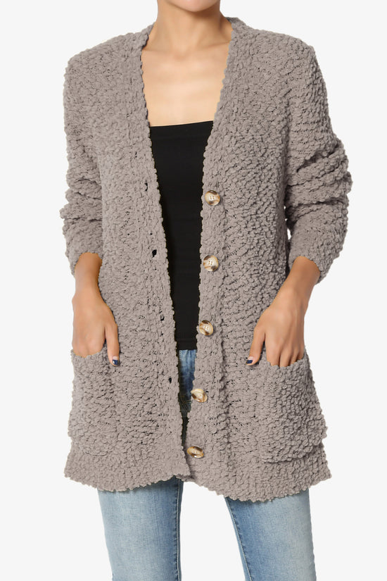 Barry Button Teddy Knit Sweater Cardigan LIGHT MOCHA_1
