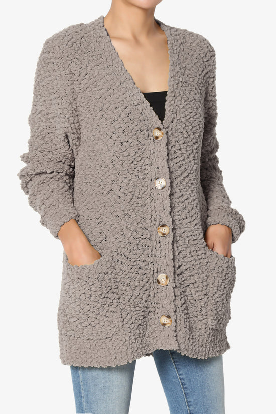 Barry Button Teddy Knit Sweater Cardigan LIGHT MOCHA_3