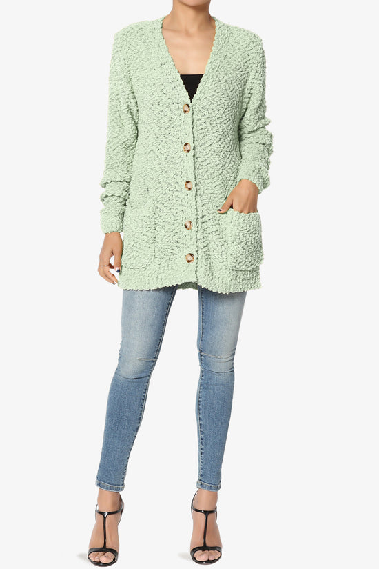 Barry Button Teddy Knit Sweater Cardigan LIGHT SAGE_6