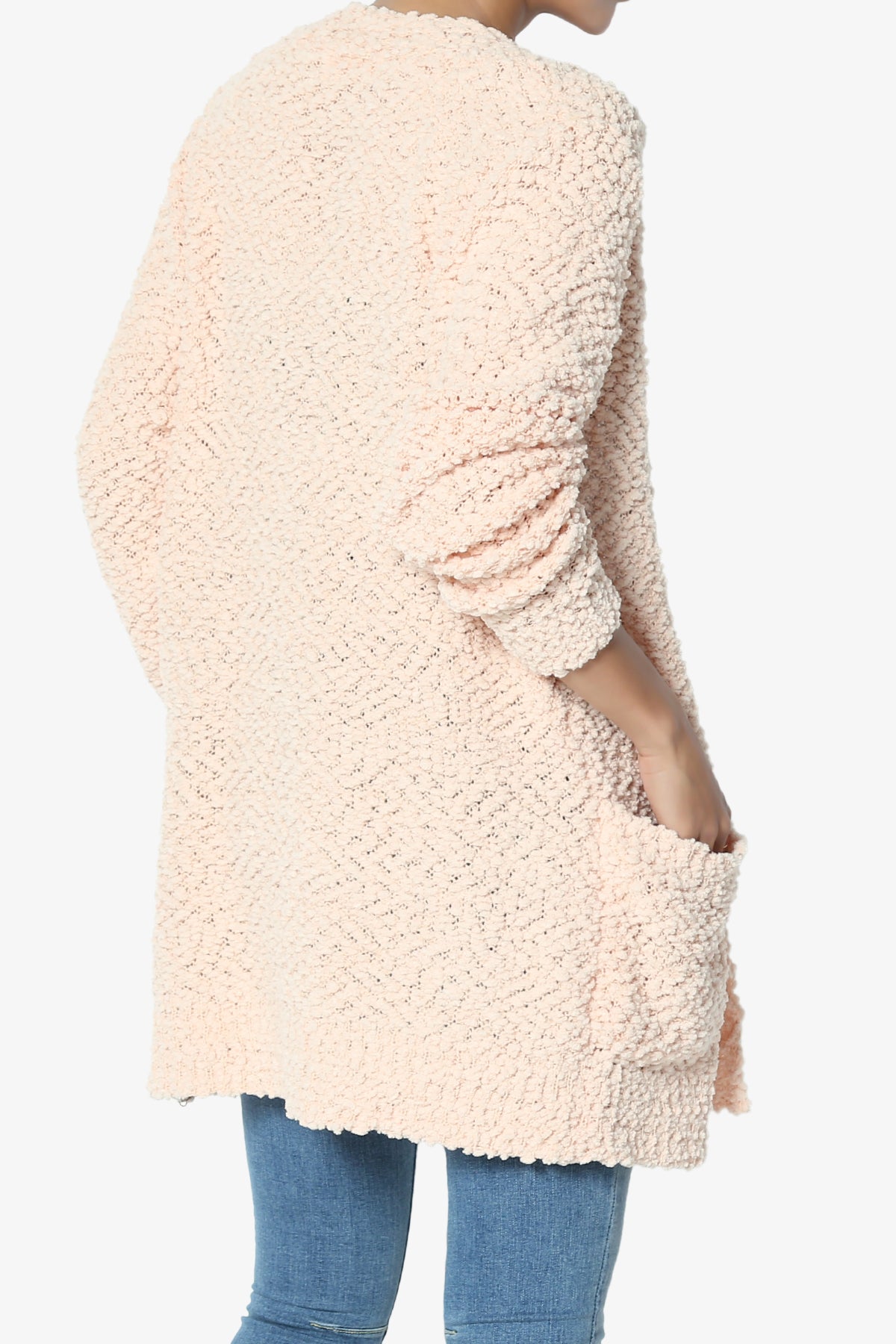 Barry Button Teddy Knit Sweater Cardigan LT PEACH_4