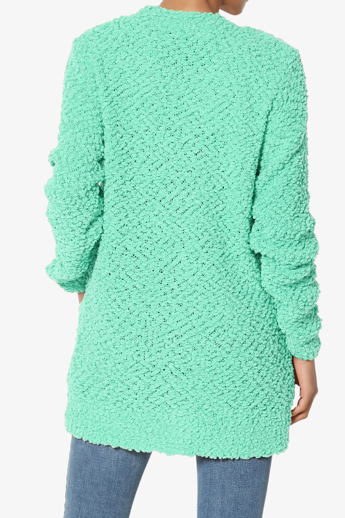 Barry Button Teddy Knit Sweater Cardigan MINT_2