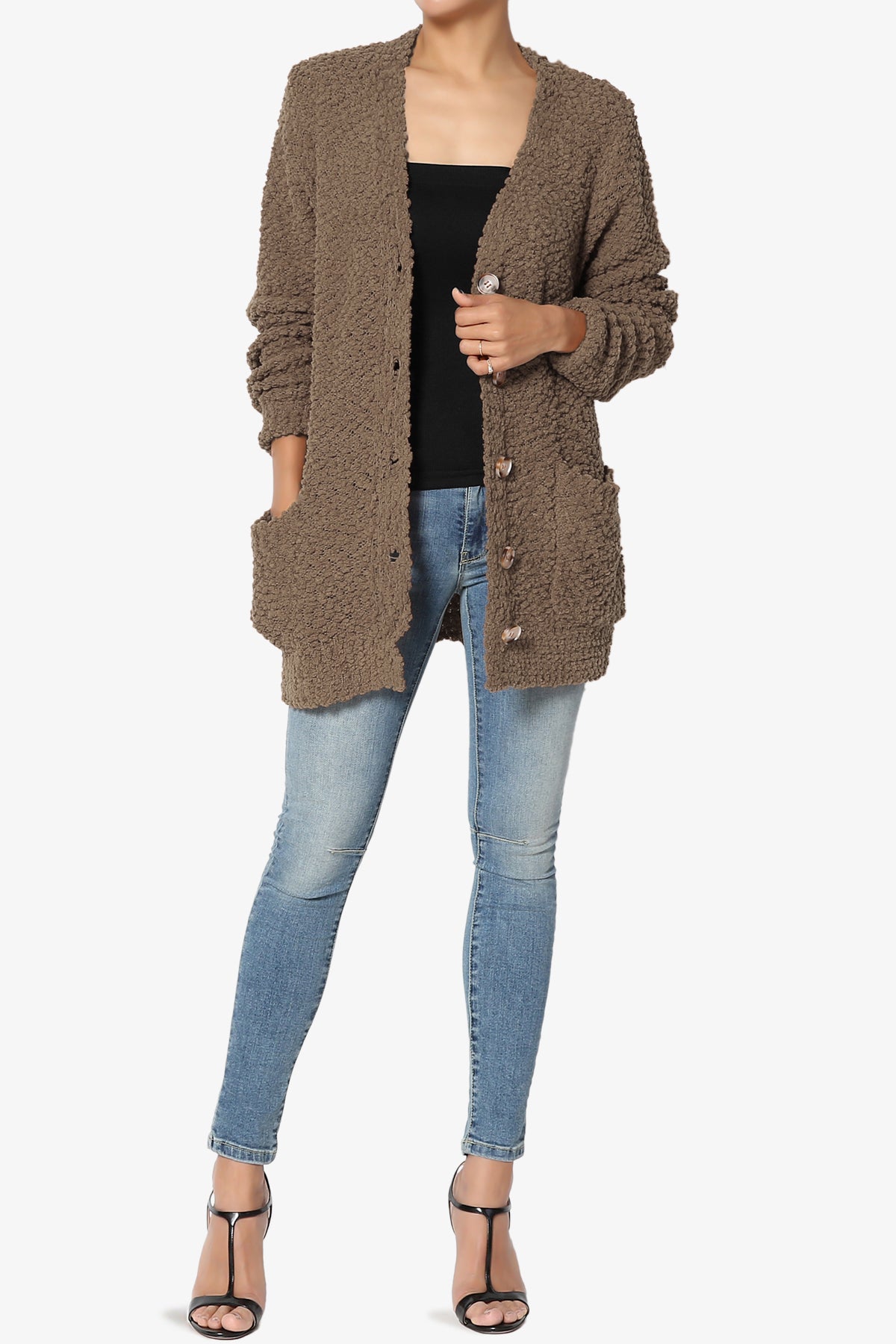 Barry Button Teddy Knit Sweater Cardigan MOCHA_6