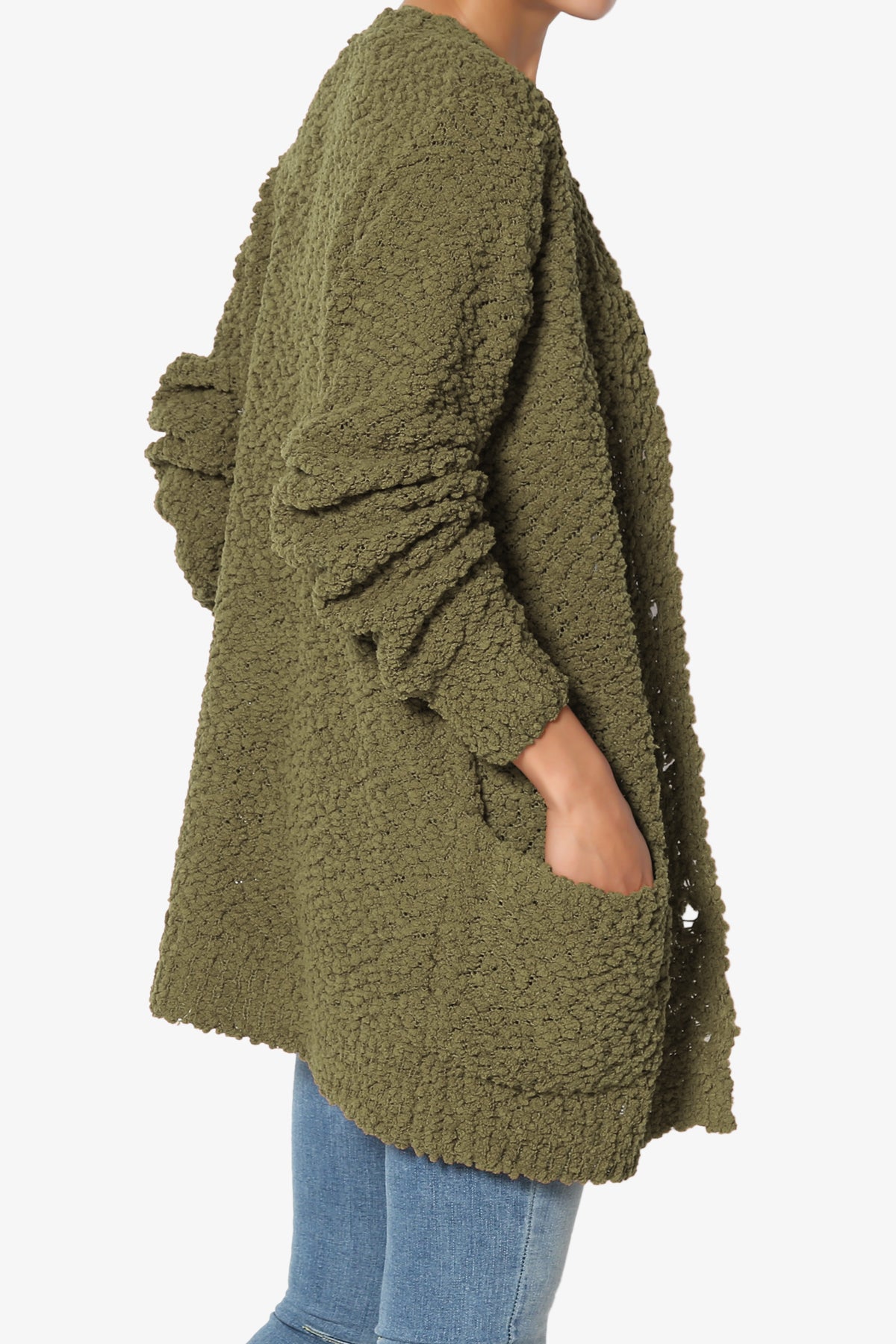 Barry Button Teddy Knit Sweater Cardigan OLIVE KHAKI_4