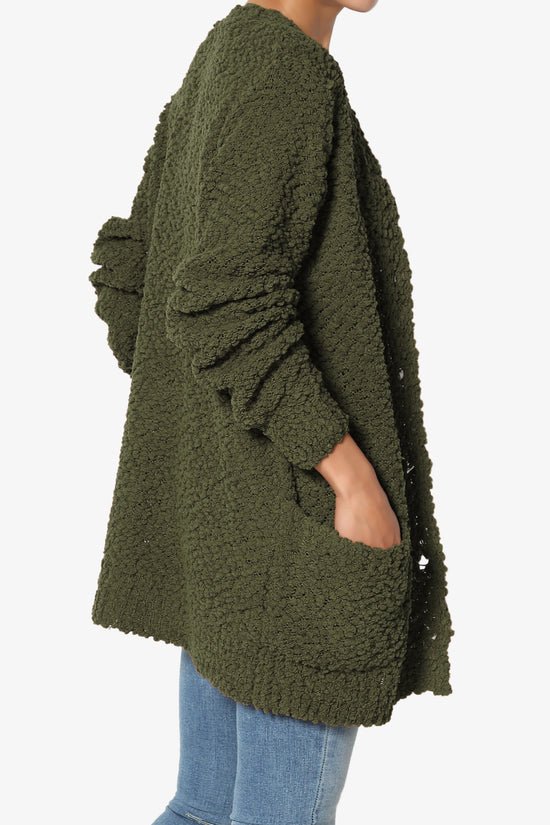 Barry Button Teddy Knit Sweater Cardigan OLIVE_4