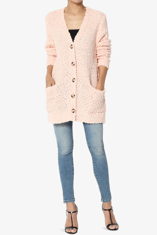 Barry Button Teddy Knit Sweater Cardigan PEACH_6
