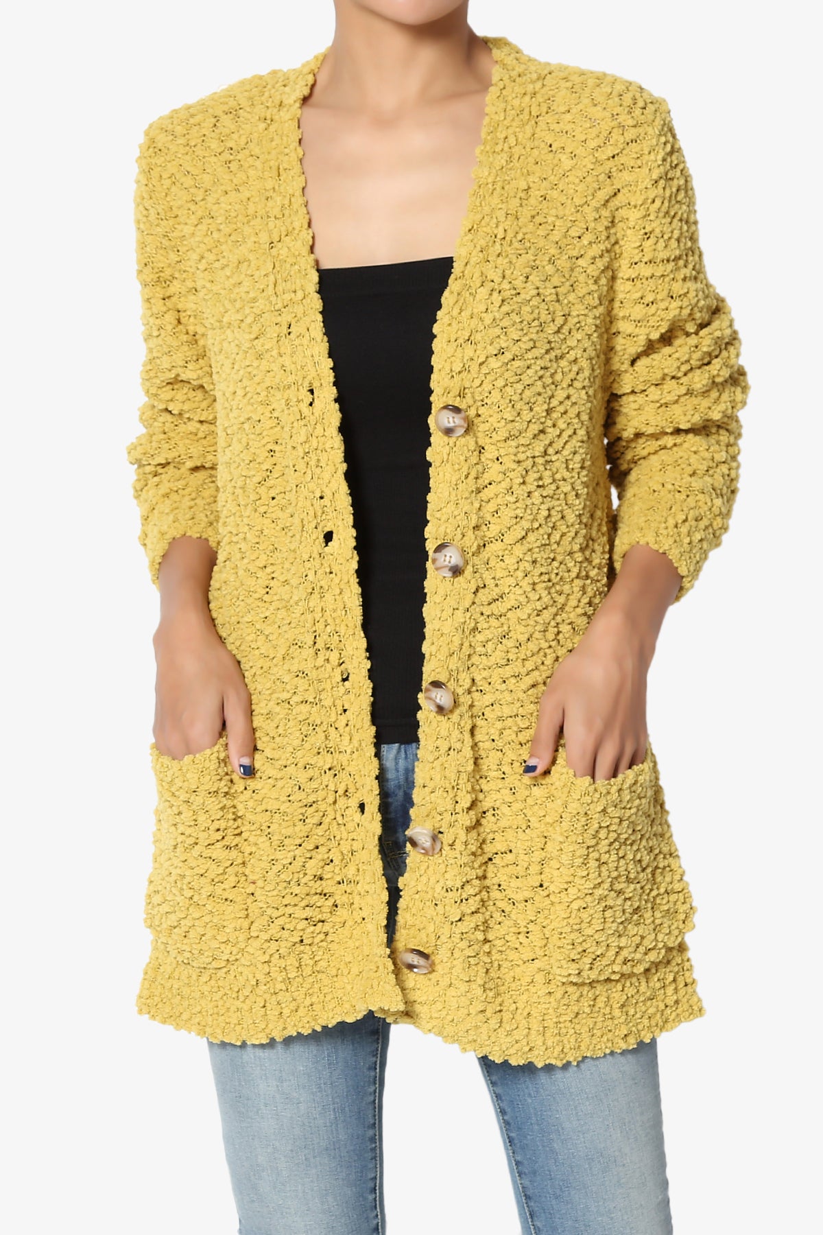 Barry Button Teddy Knit Sweater Cardigan WASABI_1