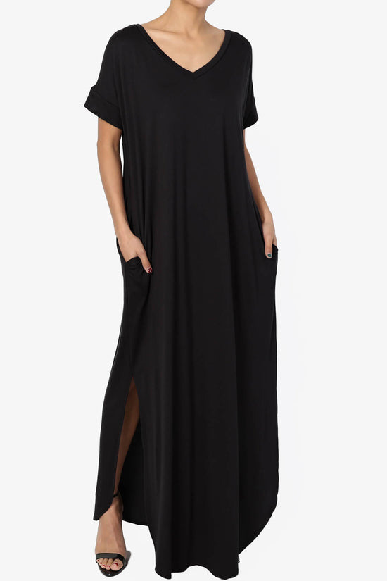 Lunar Pocket T-Shirt Maxi Dress BLACK_1
