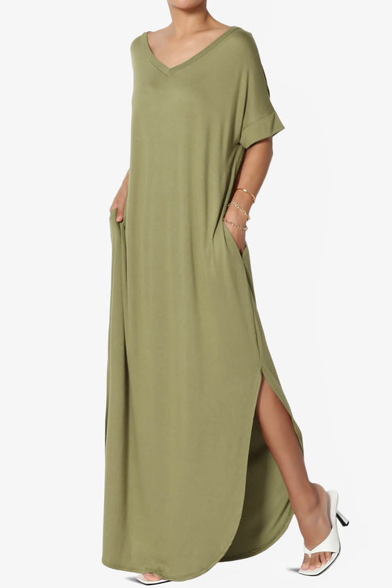 Lunar Pocket T-Shirt Maxi Dress KHAKI GREEN_1