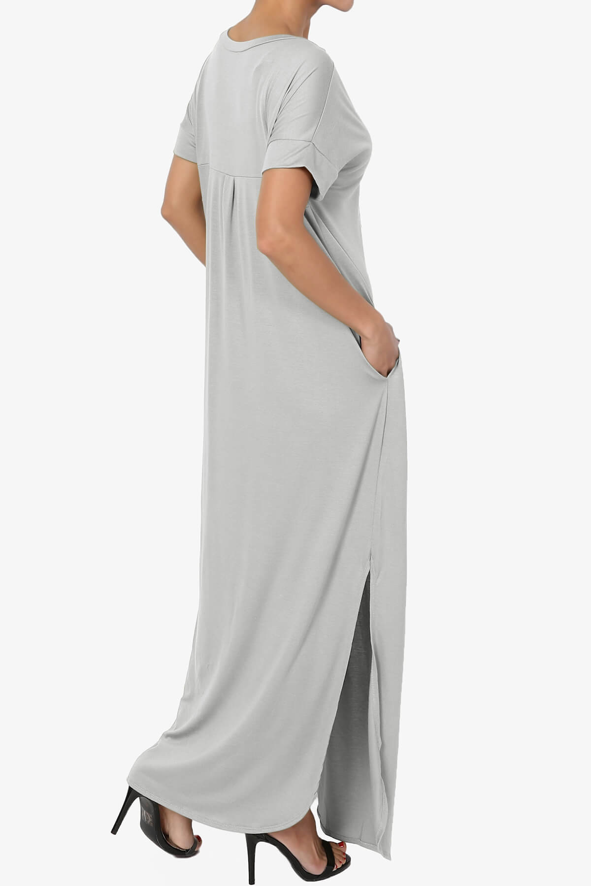 Lunar Pocket T-Shirt Maxi Dress LIGHT GREY_4